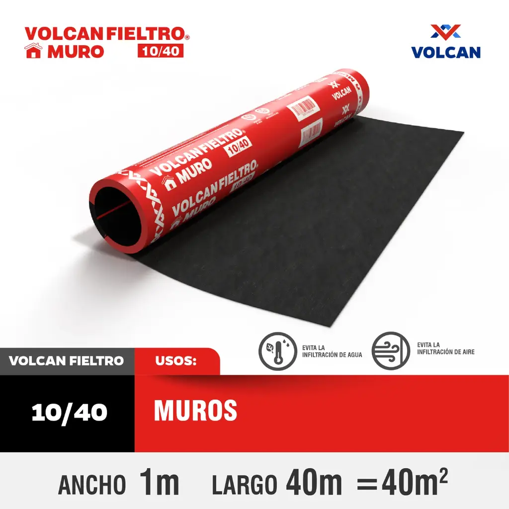 FIELTRO LISO 10x40 MT VOLCAN(MURO)