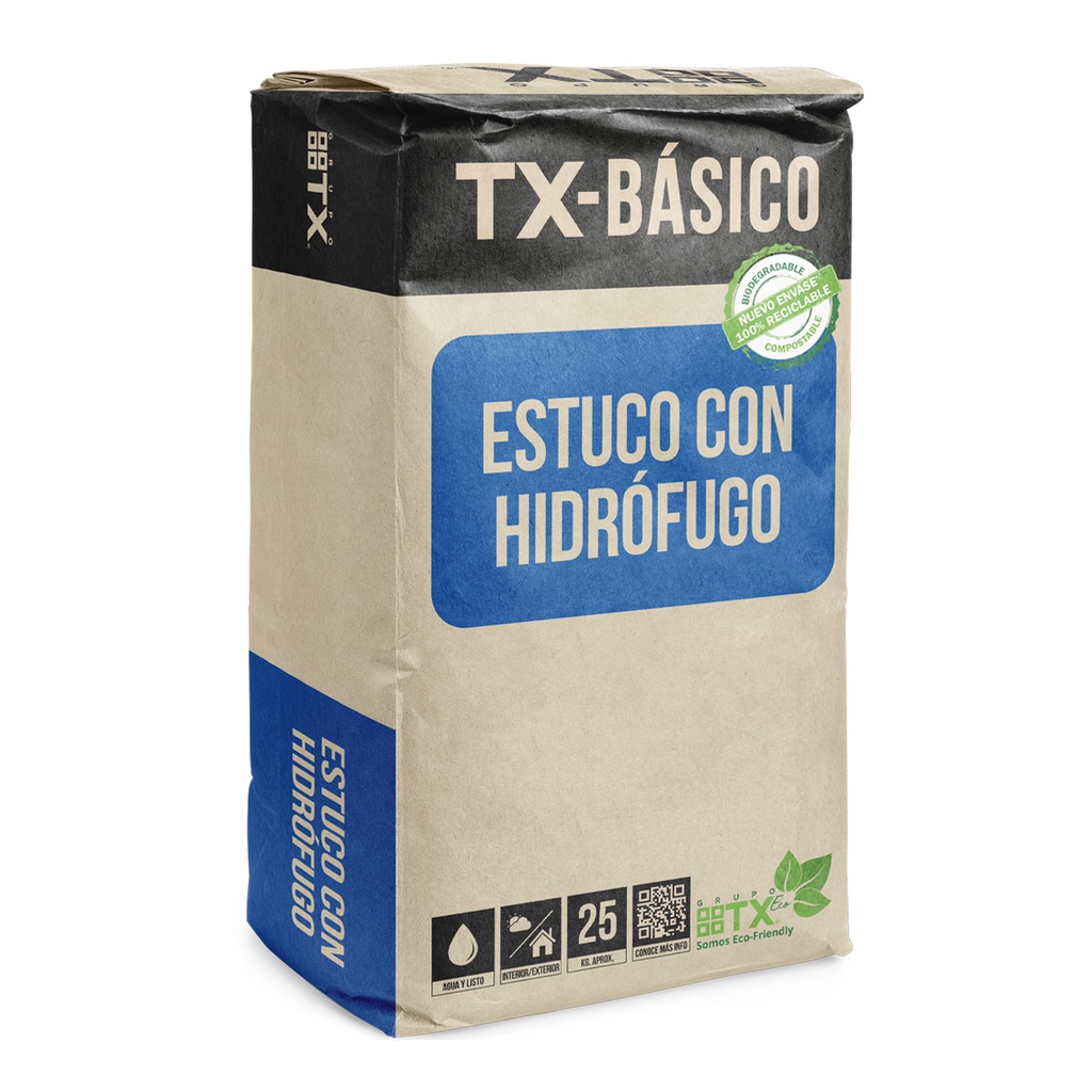 MORTERO ESTUCO CON HIDROFUGO TX SACO 25 KG