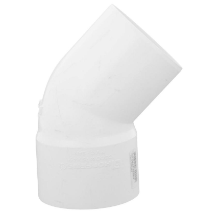 [056250] CODO PVC LLUVIA BLANCO CANALETA 88 X 45° 