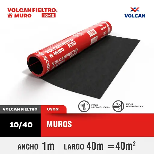 [030680] FIELTRO LISO 10x40 MT VOLCAN(MURO)