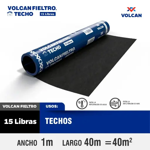 [017290] FIELTRO LISO 15LB X 40MTS VOLCAN (TECHO)
