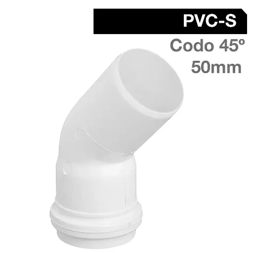 [020730] CODO PVC BLANCO 50MMX45 C/ANILLO INCORPORADO